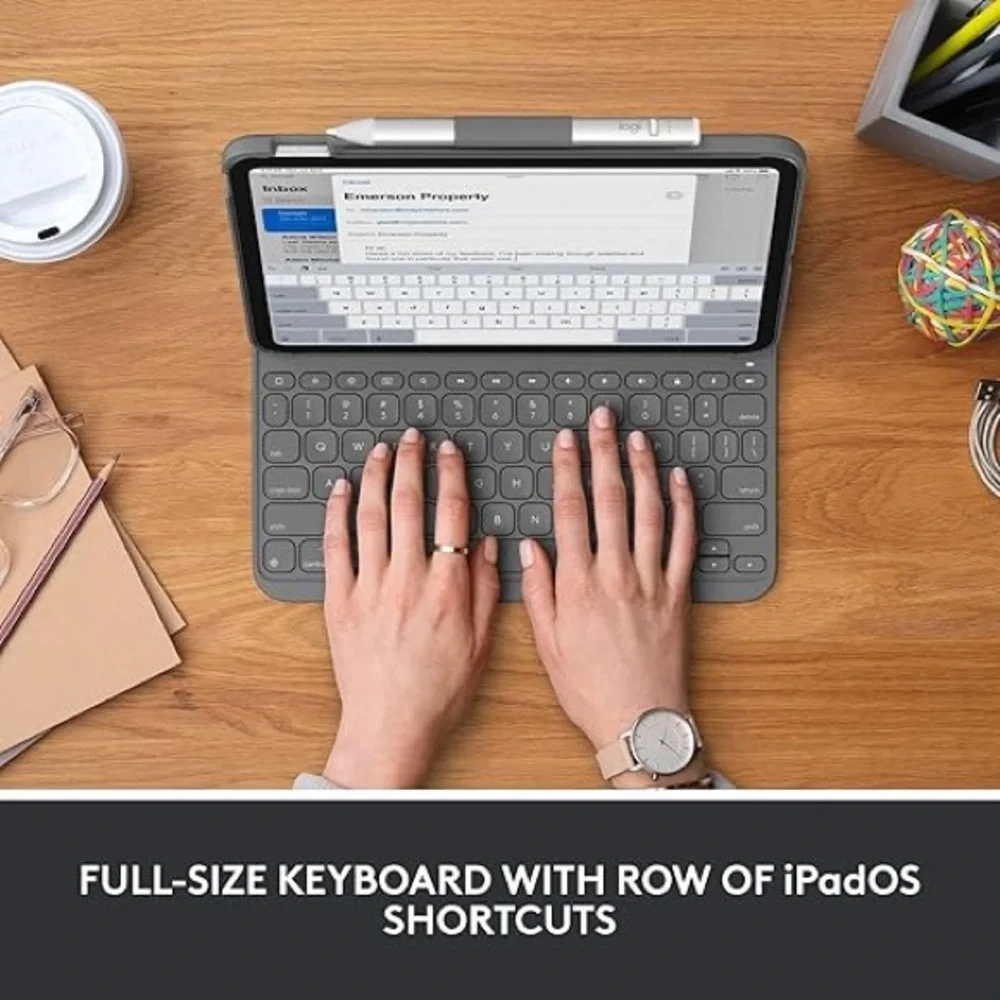 Logitech Slim Folio Bluetooth Gray Keyboard Case for iPad 10th Gen